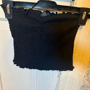 Black Smocked Women's Crop Top